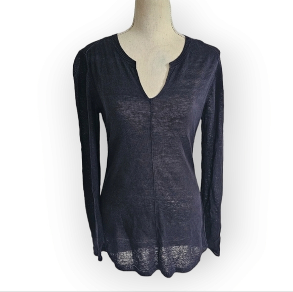 Gerard Darel Black Linen Reverse Seam Top - Picture 2 of 12